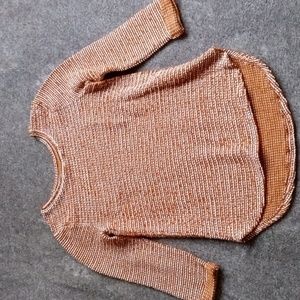 Massini textured boucle orange and white top